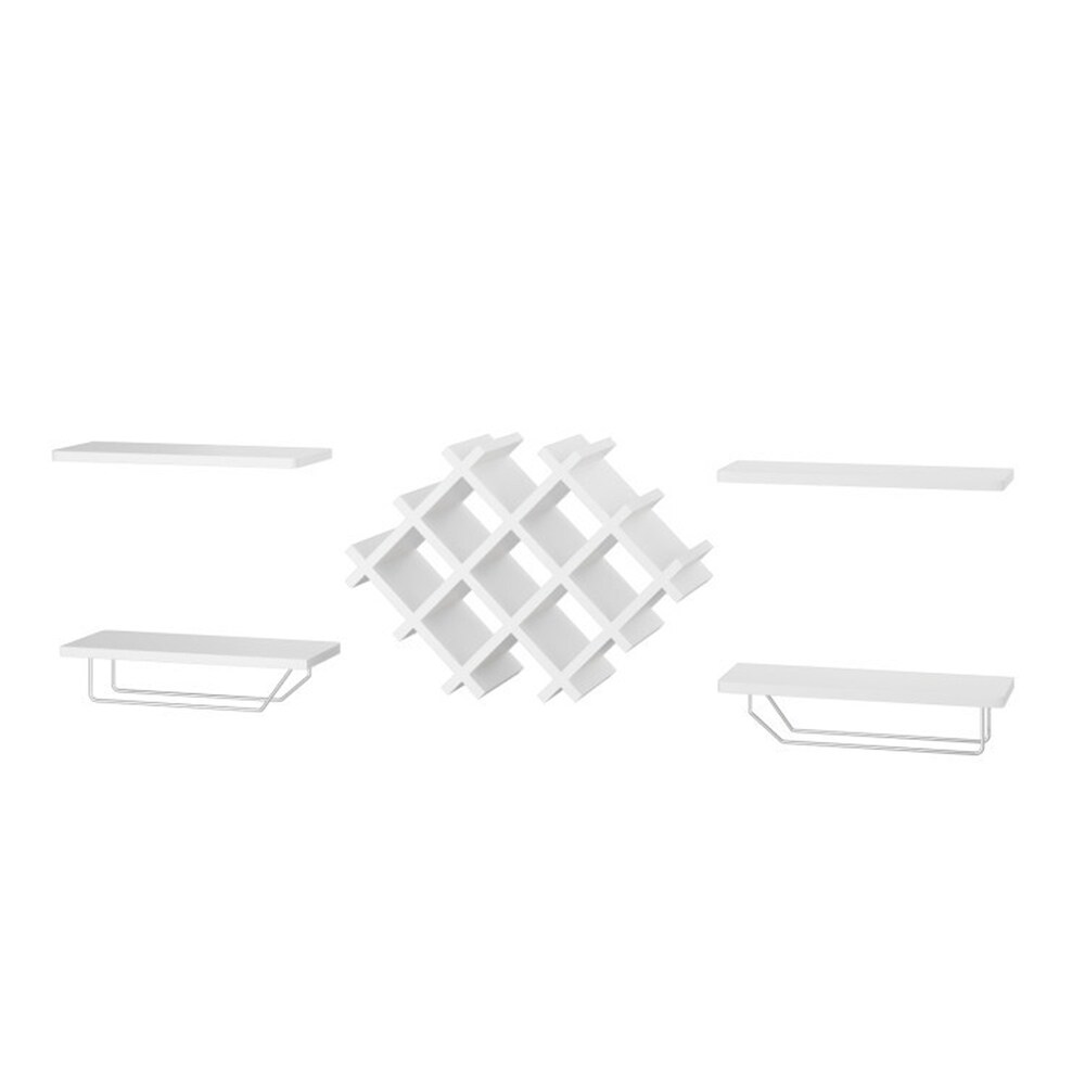 White Set of 5 Wall Mount Wine Rack Set