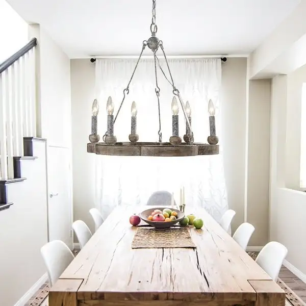 Distressed Wood 6-Light Weathered Kitchen Chandelier Shopping - The Best Deals on Chandeliers