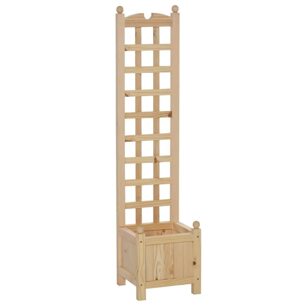 Outsunny Natural Wooden Raised Garden Bed with Trellis Board