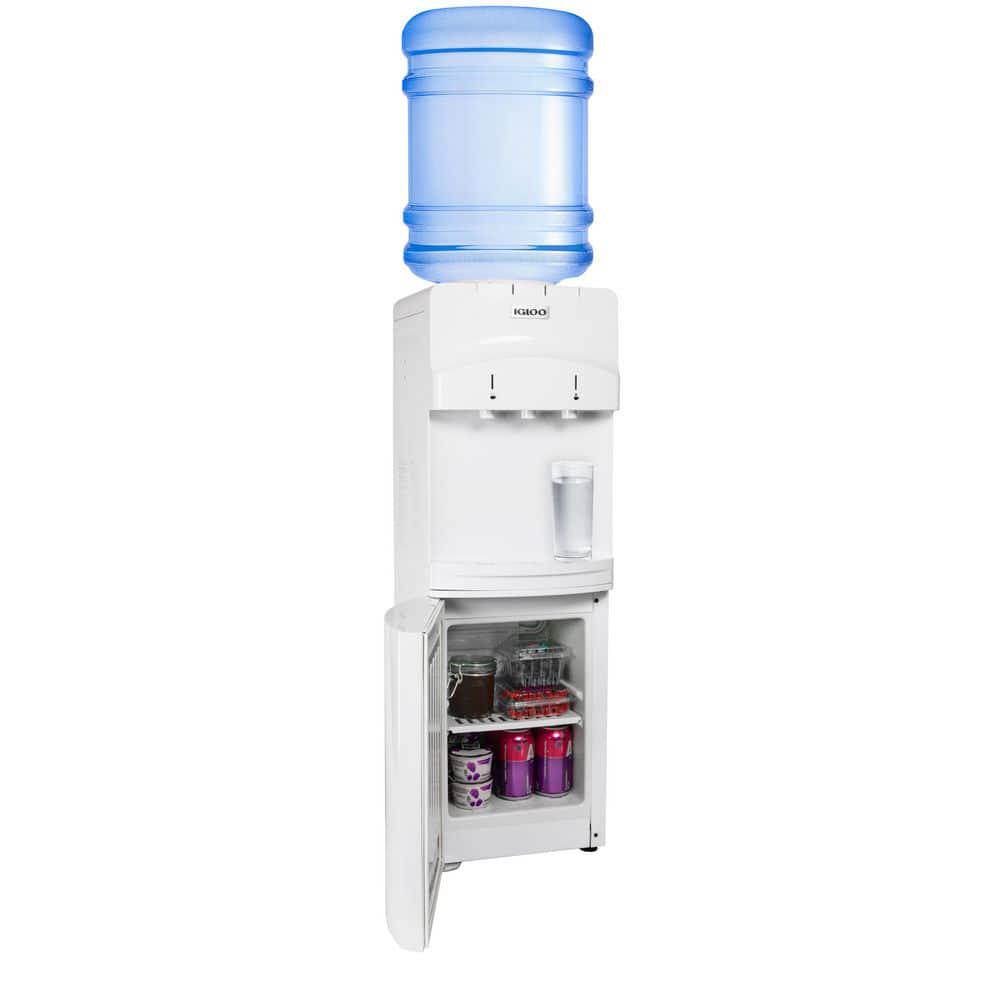 IGLOO Cold and Hot Top Loading Water Dispenser with Refrigerator