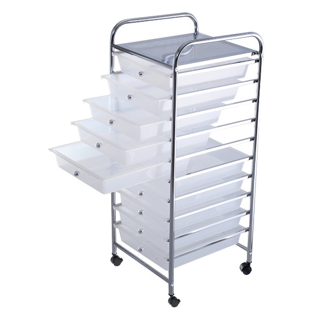 Tangkula 10 Drawer Scrapbook Paper Organizer Rolling Storage Cart For Office School