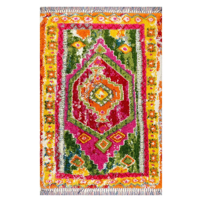 nuLoom Shania Medallion Shaggy Area Rug