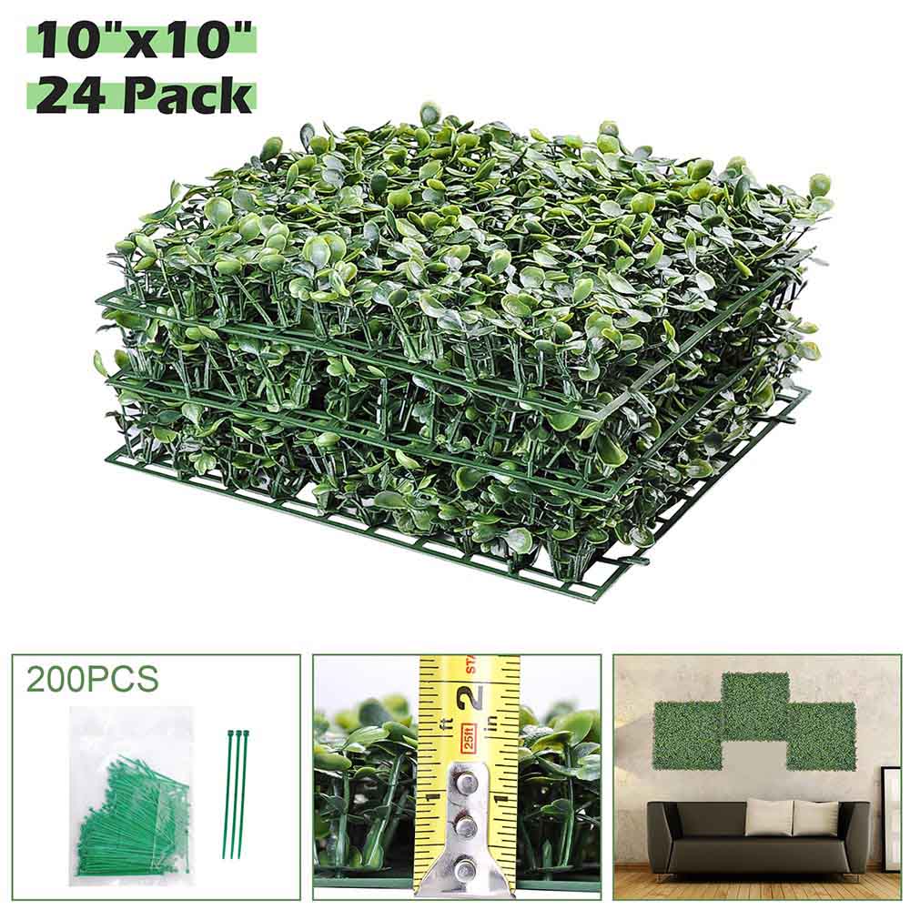 Yescom Artificial Boxwood Hedge Privacy Fencing 24-Pack 10in x 10in