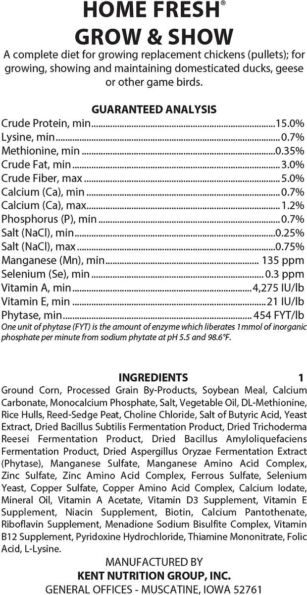 Blue Seal Home Fresh Grow and Show， Pellet Poultry Food， 50-lb bag