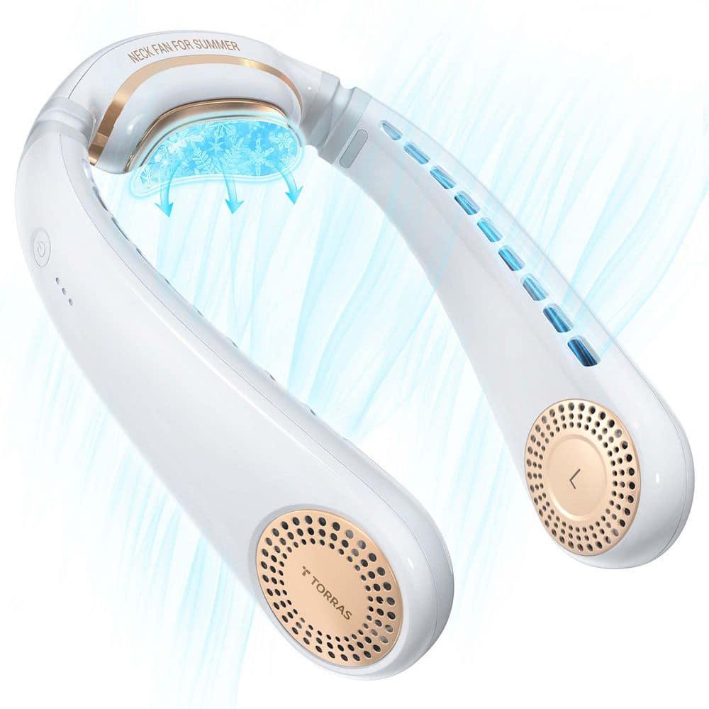 TORRAS Coolify L3 Pro Bladeless 15 in Wearable Neck Air Conditioner Personal Fan 3 Speeds Pearl White