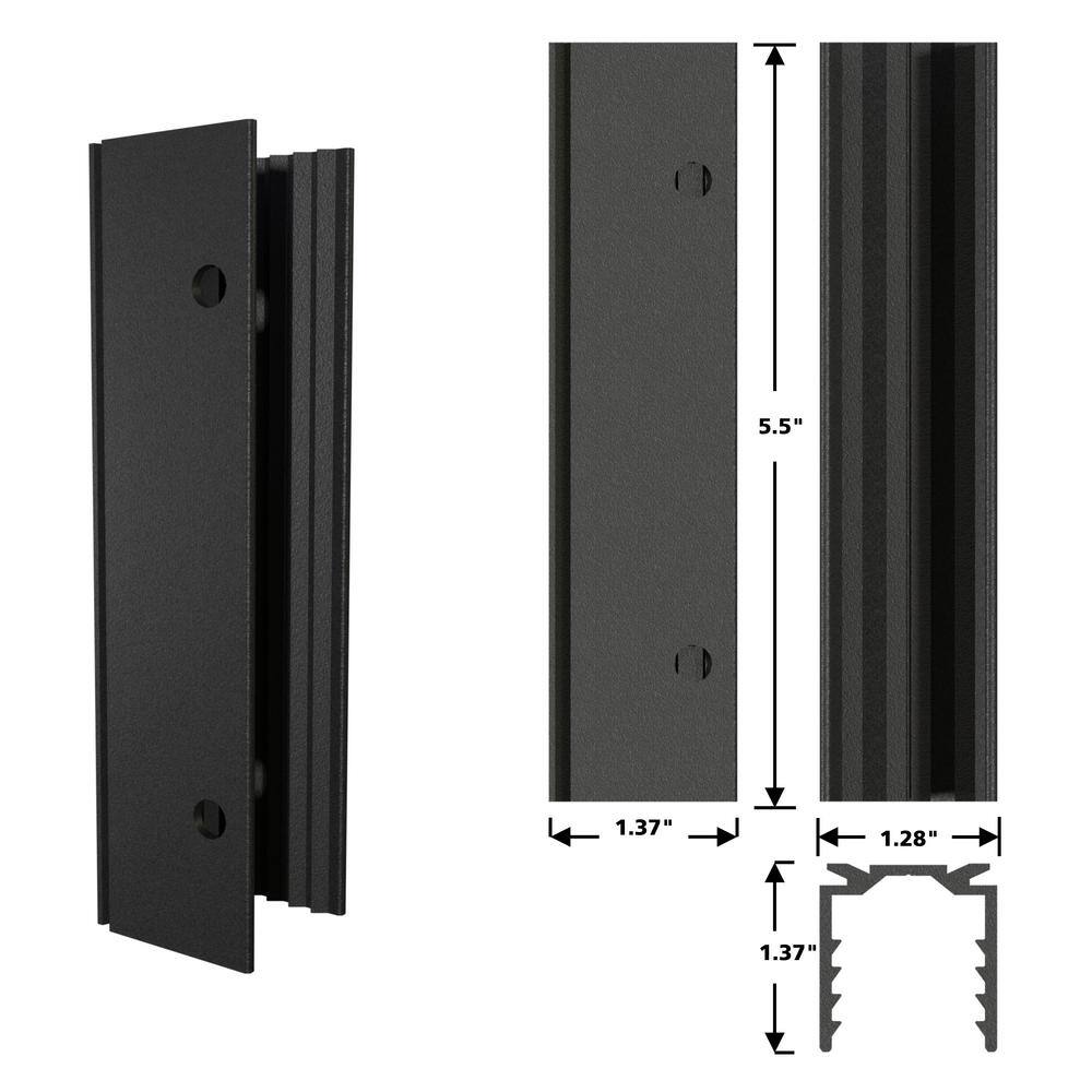 Peak Products 54 in. x 6in. Matte Black Aluminum Wood Board Bracket Modular Fencing for An Outdoor Privacy Fence System 2498