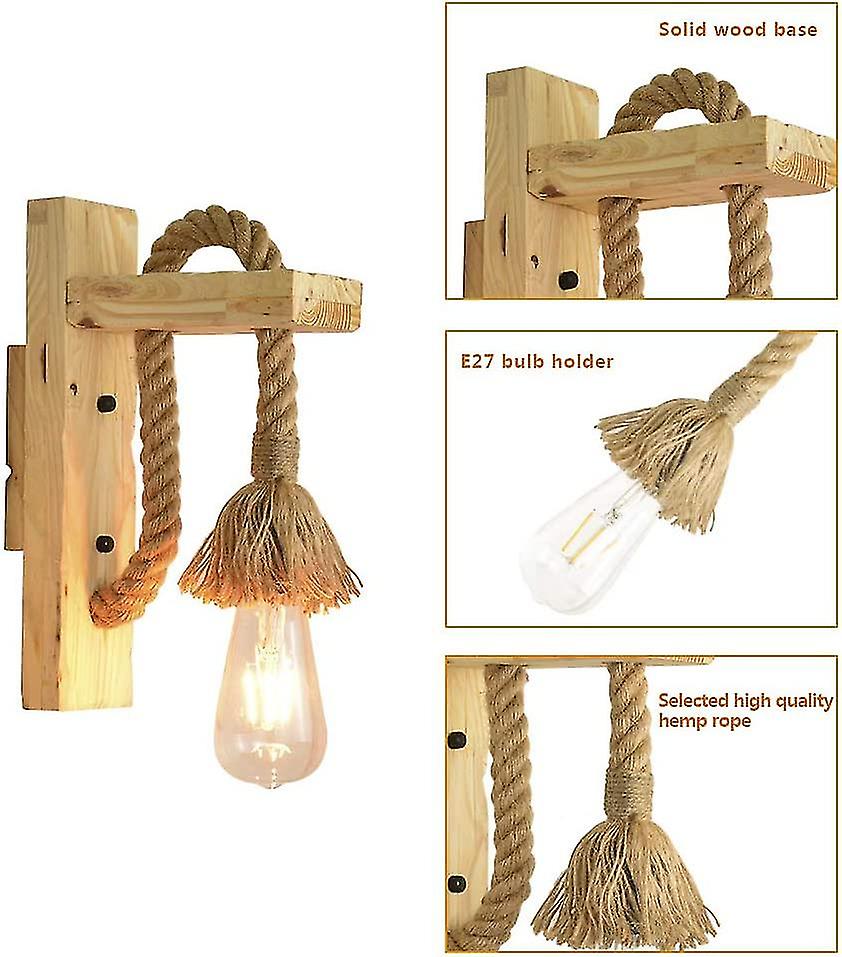 Indrial Led Sconce Rative Lamp Hemp Rope Sconce Cafe Hotel Restnt Fixture E27 Base Edison Bulb Warm Include