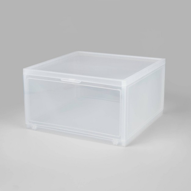 Stackable Large Bin Front Opening Clear Plastic