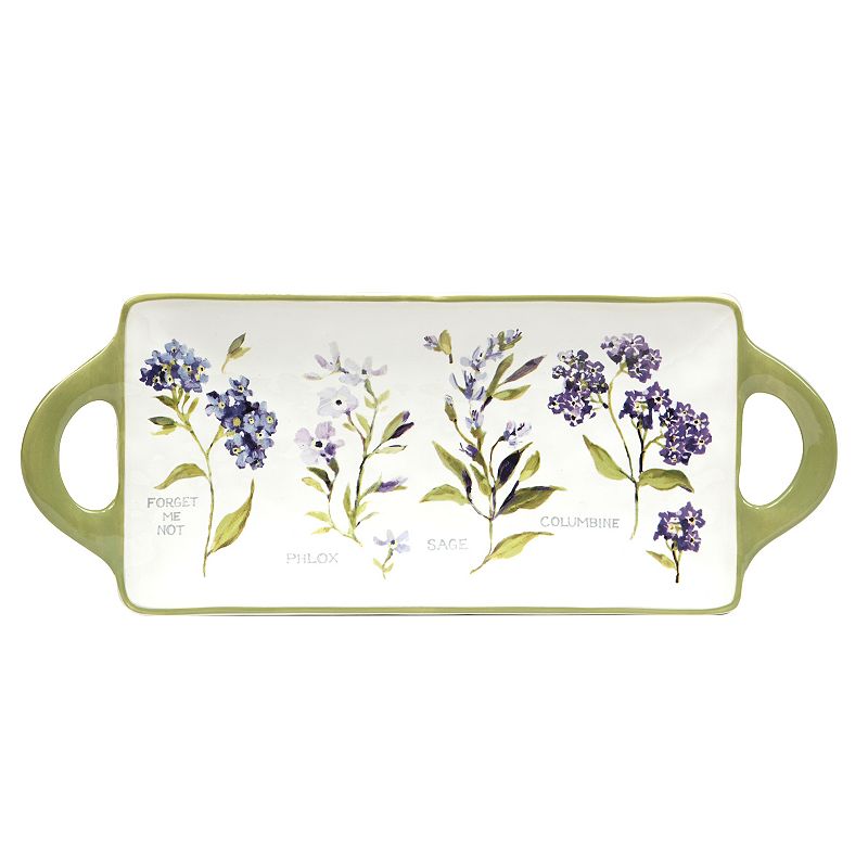 Certified International Fresh Herbs Rectangle Platter with Handles