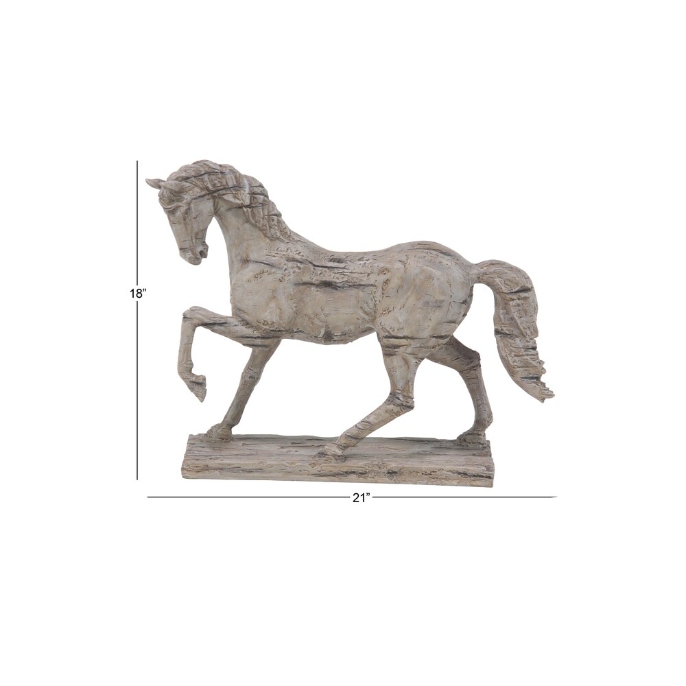 Beige Polystone Prancing Horse Sculpture   21 x 6 x 18