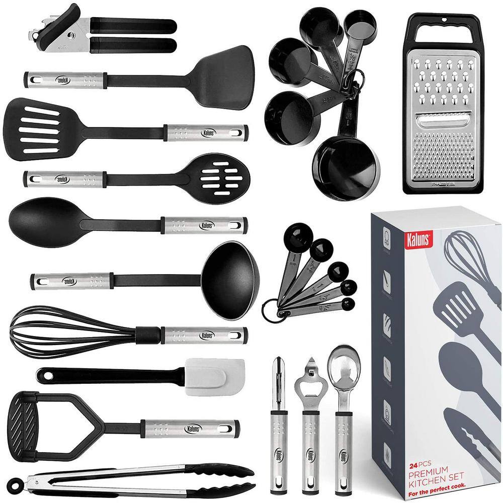 Kaluns Nylon Black Stainless Steel Utensils (Set of 24) K-US24-22-HD