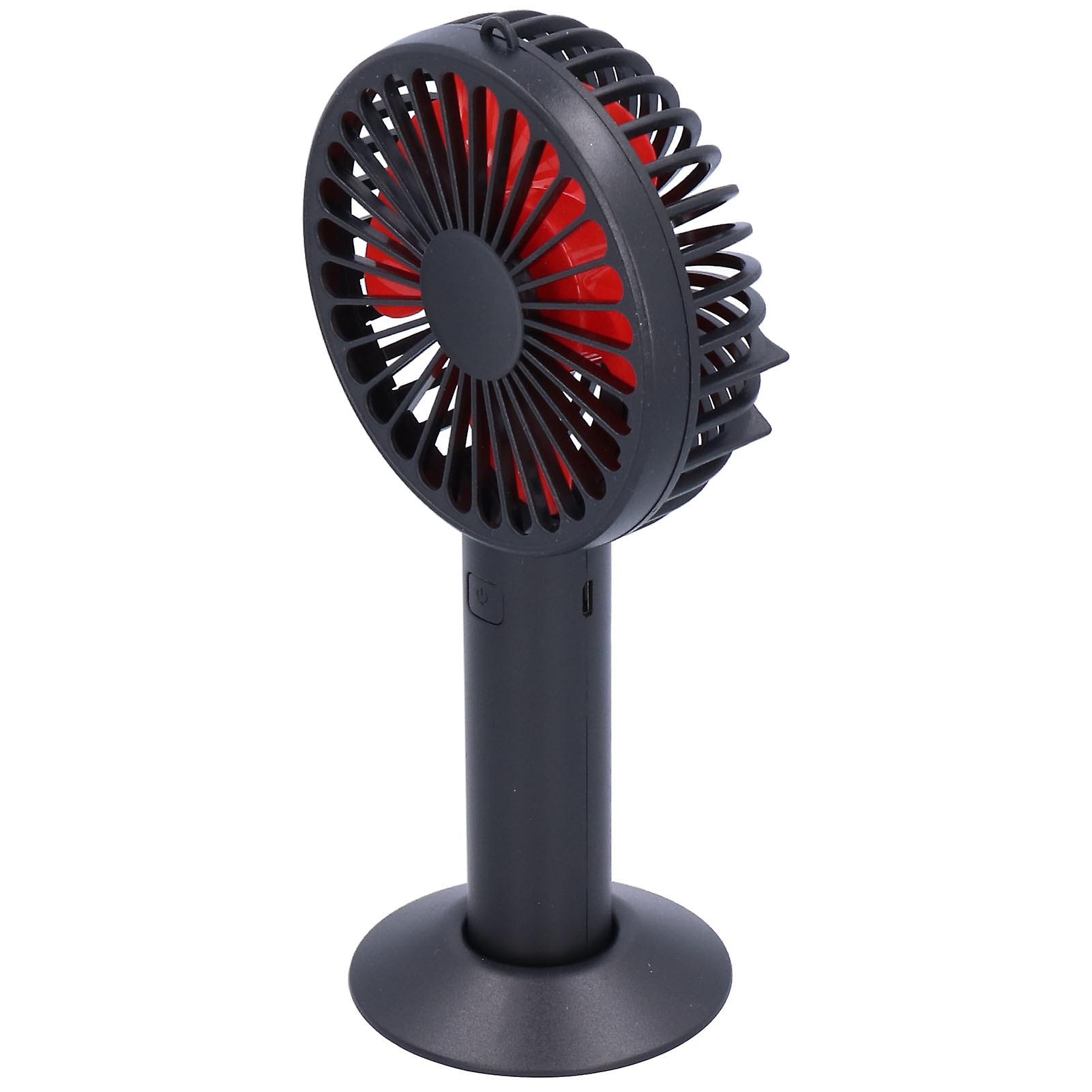 Handheld Electric Fan 4blade 3speed Adjustable Usb Rechargeable Cooling Tool With Baseblack