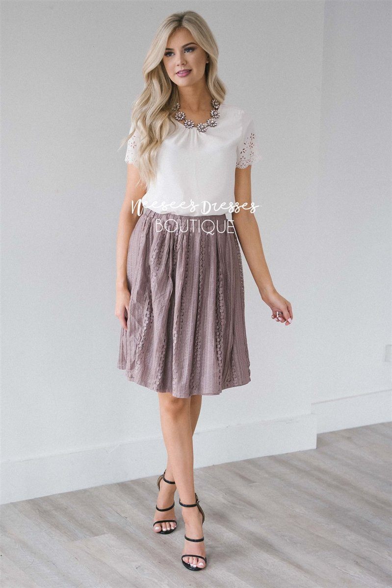 Pretty Dusty Mauve Lace Skirt