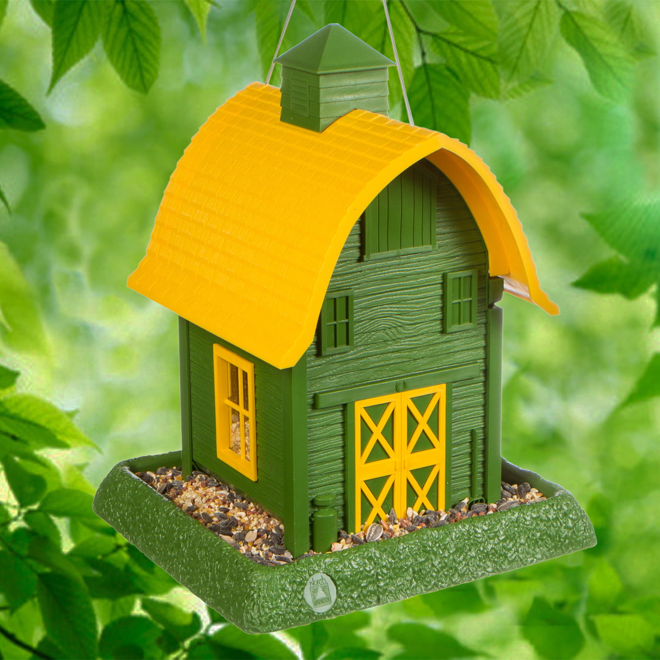 North States Village Collection Green Barn Bird Feeder， 5 lb. Capacity