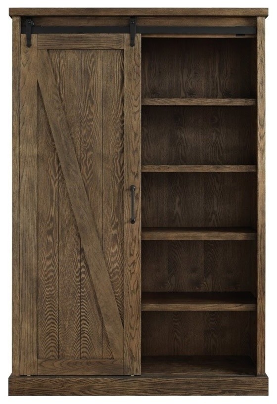 Beaumont Lane Transitional Wood Bookcase in Brushed Weathered Oak   Rustic   Bookcases   by Homesquare  Houzz