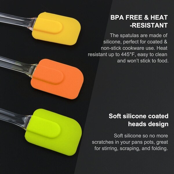 3pcs Flexible Silicone Spatula Set Heat Resistant Non Stick - 7.3