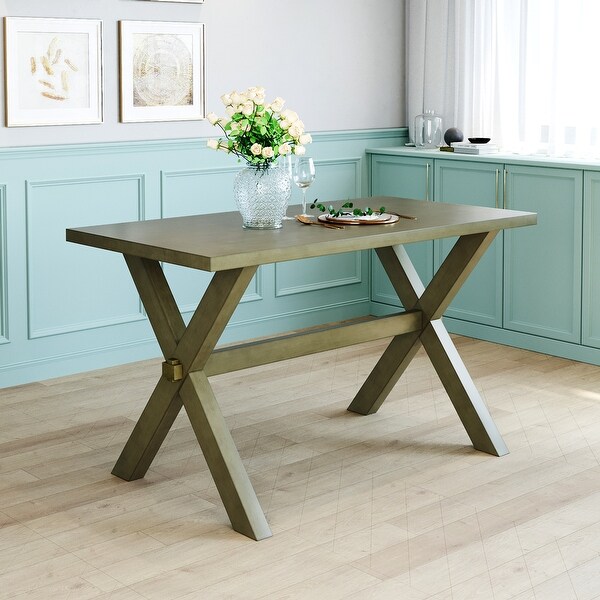 Wood X-shape Legs Kitchen Dining Table for Small Places