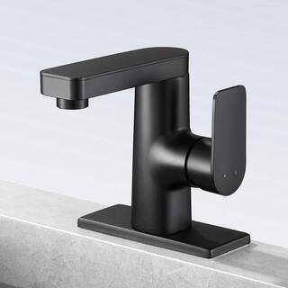 Zalerock Minimalist Single Handle Single Hole Bathroom Faucet in Matte Black WFMP003