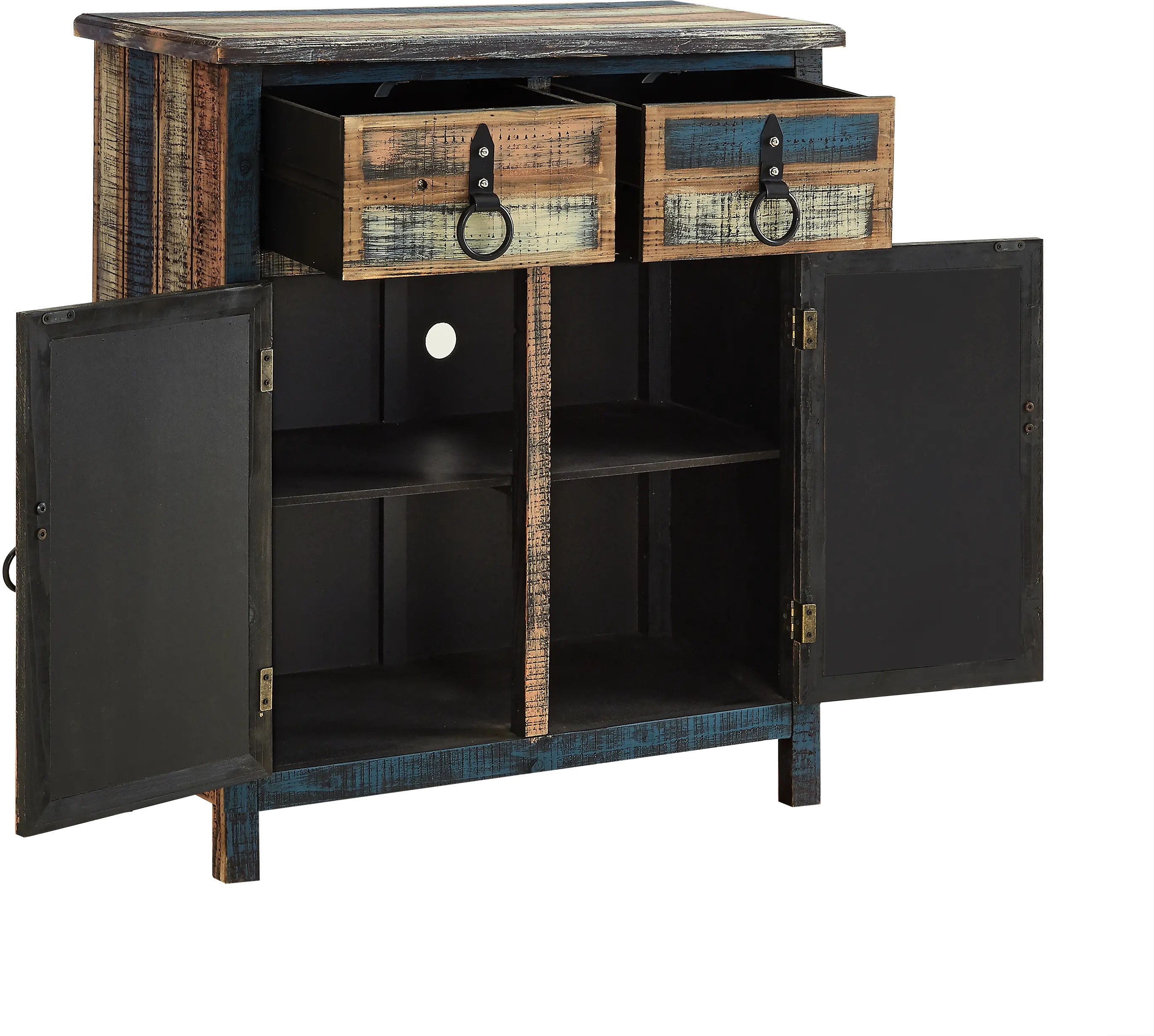 Calypso Rustic Blue 2 Drawers 2-Door Console