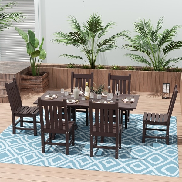 Polytrends Laguna Hdpe All Weather Outdoor Patio Dining Set with Rectangular Table，Armless Dining Chairs (7Piece Set)