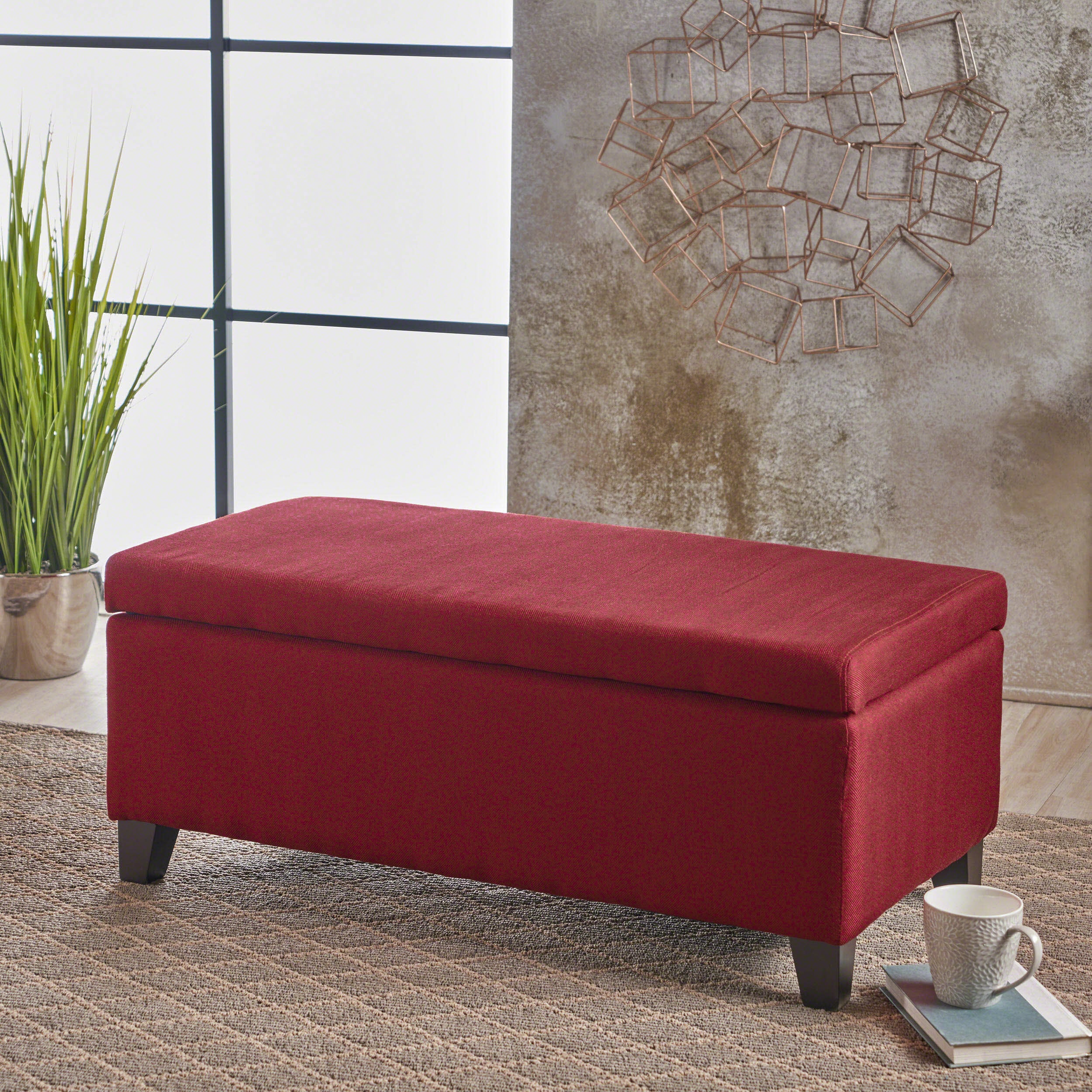 Brianna Rectangle Fabric Storage Ottoman Bench