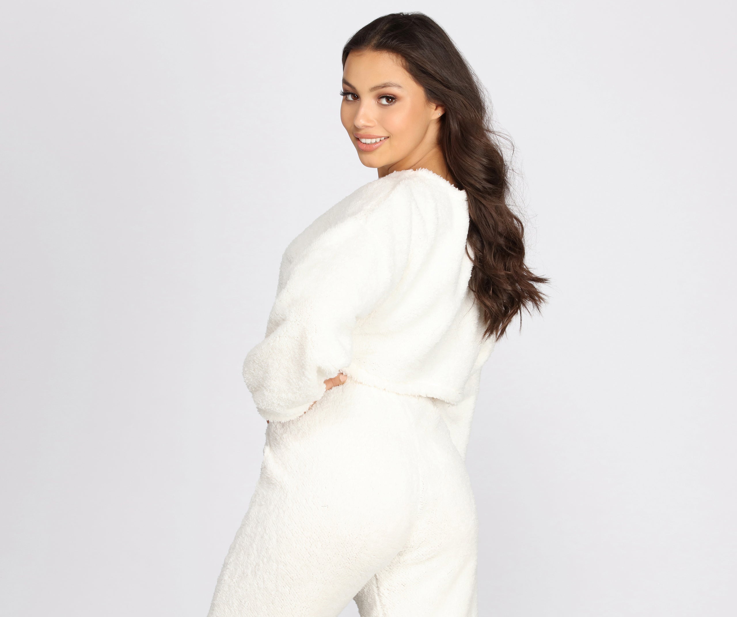 Pj Party Cozy Sherpa Crop Top