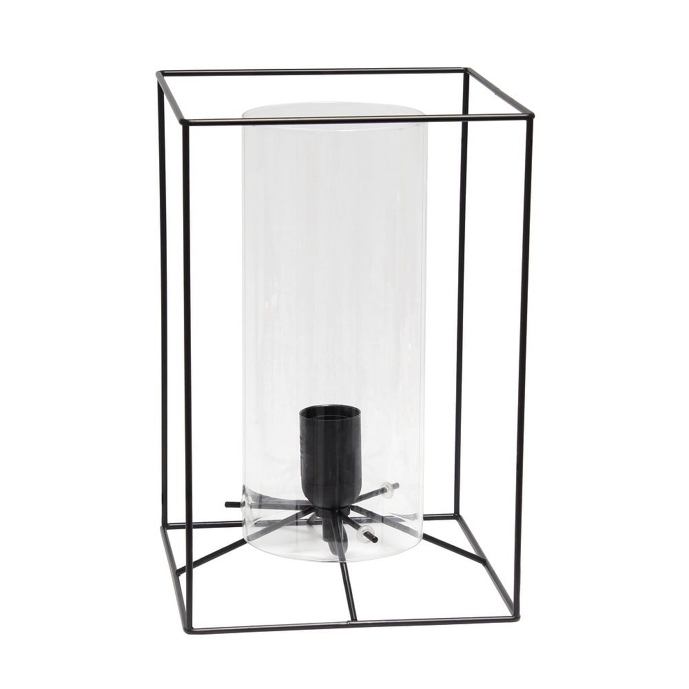 Elegant Designs Large Exposed Glass and Metal Table Lamp  Black/Clear   7.8\