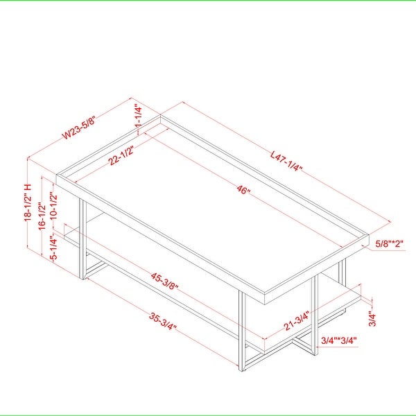 Furniture of America Alivia Rustic Black 47-inch 1-shelf Coffee Table