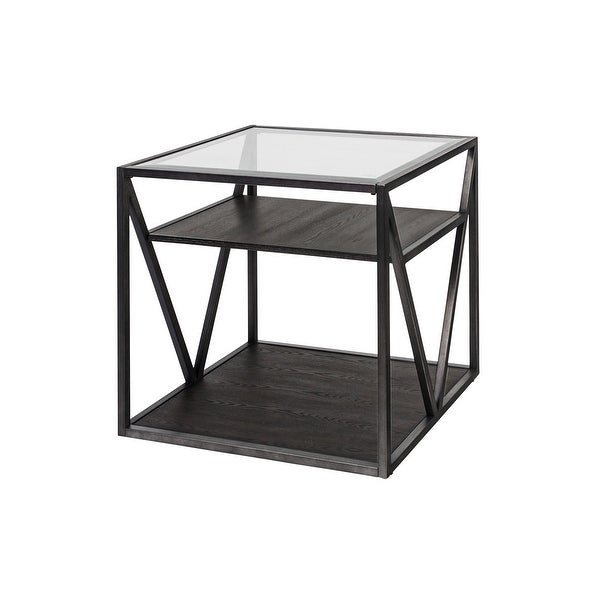 Arista Cobblestone Brown with Grey Dusty Wax Hang-up End Table