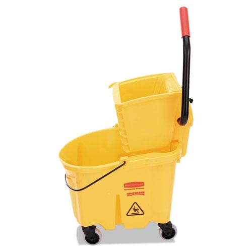 Rubbermaid Wavebrake 26 Quart Side Press Mop Bucket and Wringer Combo | Yellow | RCP748000YEL