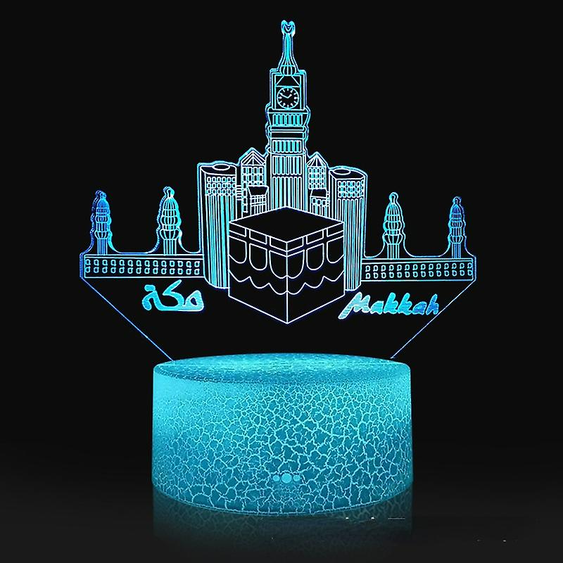 3d Led Night Light Lamp 16 Colors With Remote Bedroom Bedside Nightlight Ramadan Decoration Gift Islamic Citadel Usb Table Lamp