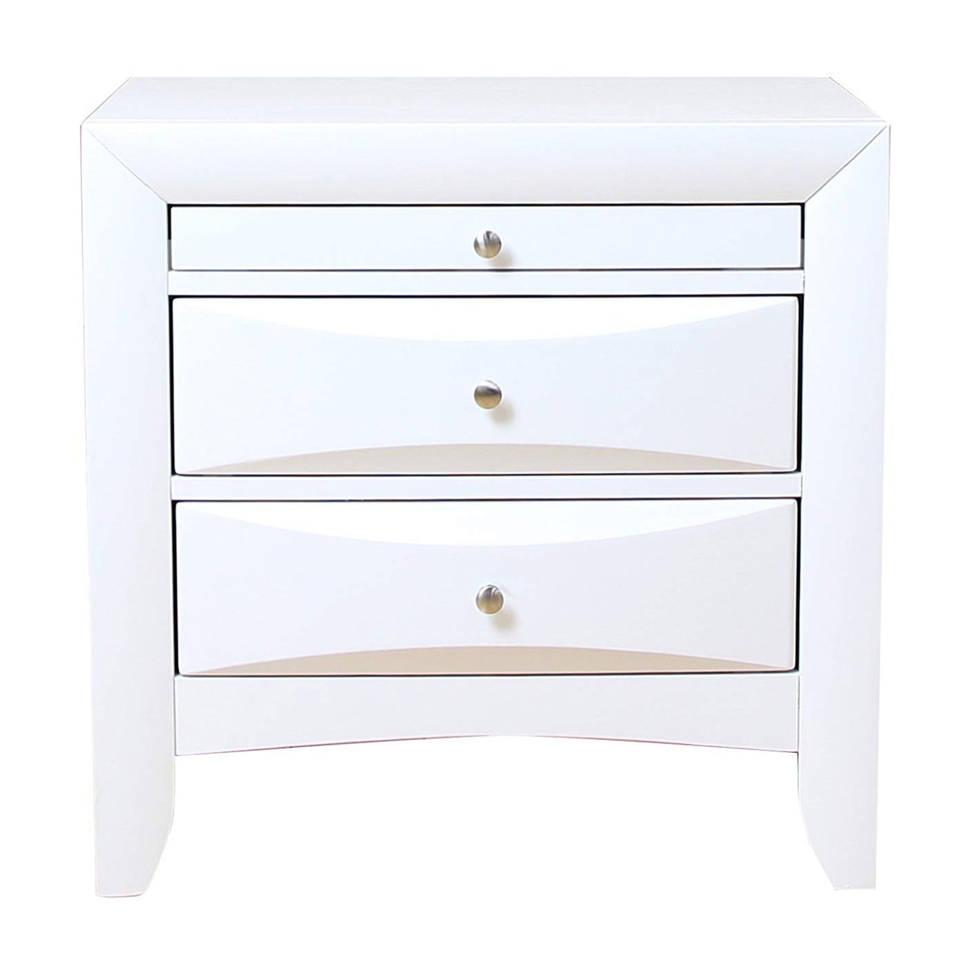 Benzara Contemporary 3 Drawer Wood Nightstand By Ireland, White