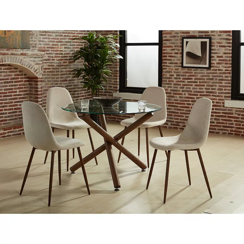 Set of 4 Beige and Brown Contemporary Side Chairs 34.25