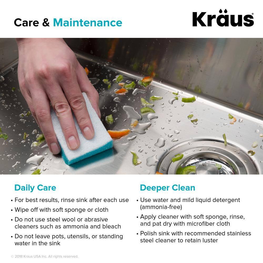 KRAUS Standart PRO 16 Gauge Stainless Steel 21 in. Undermount Bar Sink KHU101-21