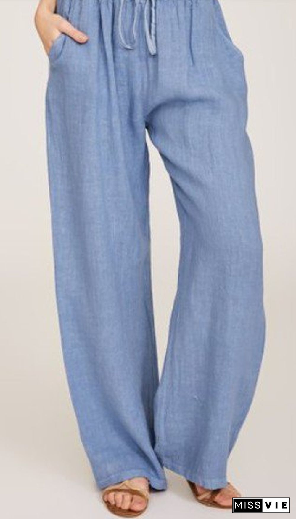 Wommer Solid Wide Leg Pants