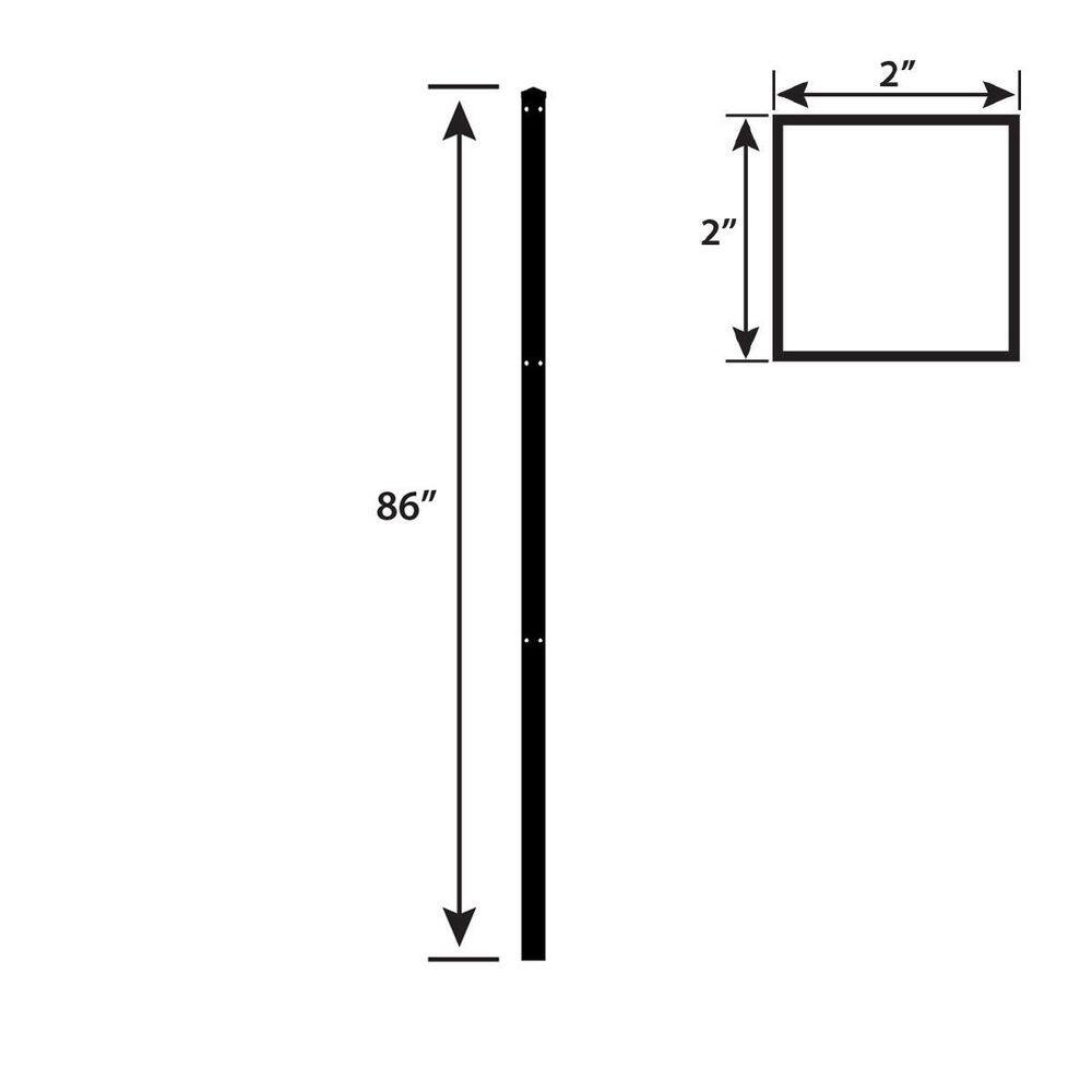 FORGERIGHT 86 in. x 5 ft. H Deco Grid Black Steel Fence Post with Cap 868028