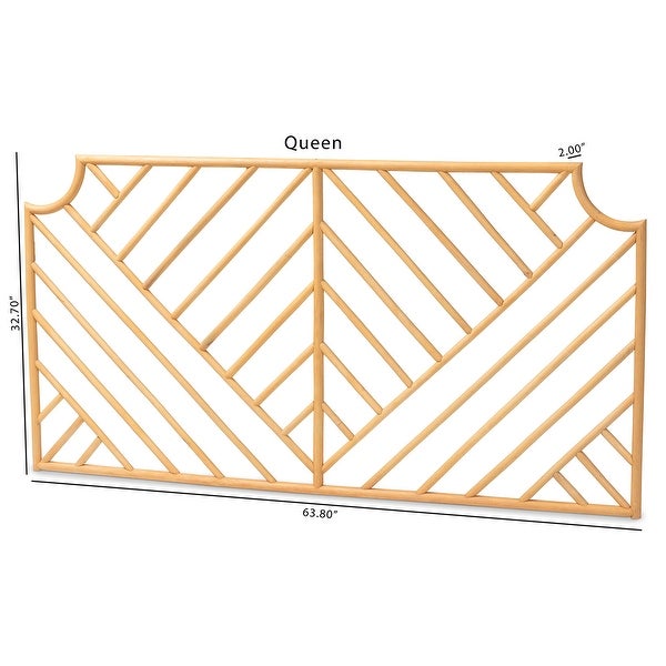 Giza Modern Bohemian Natural Rattan Wall-mountable Headboard-Queen - - 35732463