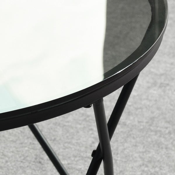 Modern Round Coffee Table with Metal Frame