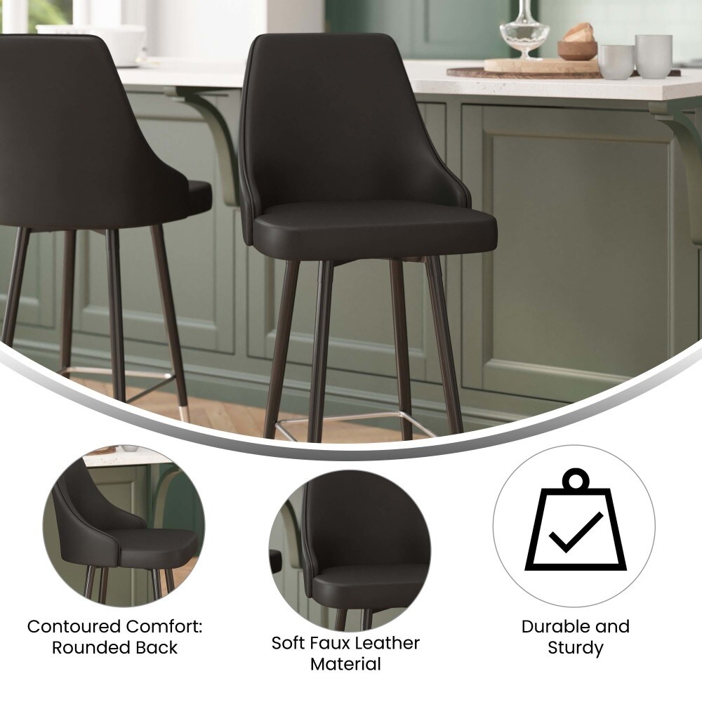 Armless Upholstered Counter Stools with Accented Metal Frames