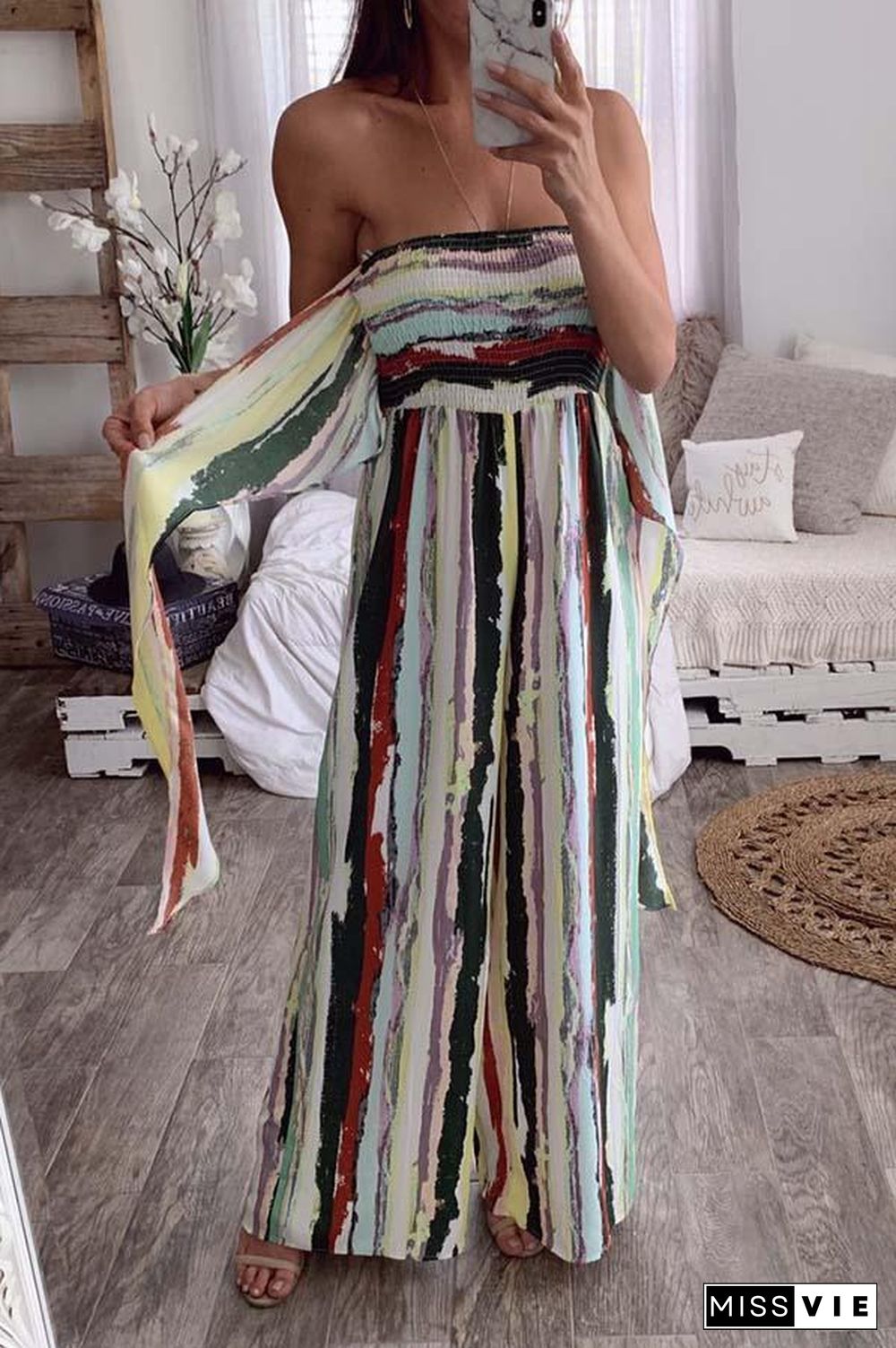 Tie Dye Wide Leg Tube Jumpsuit