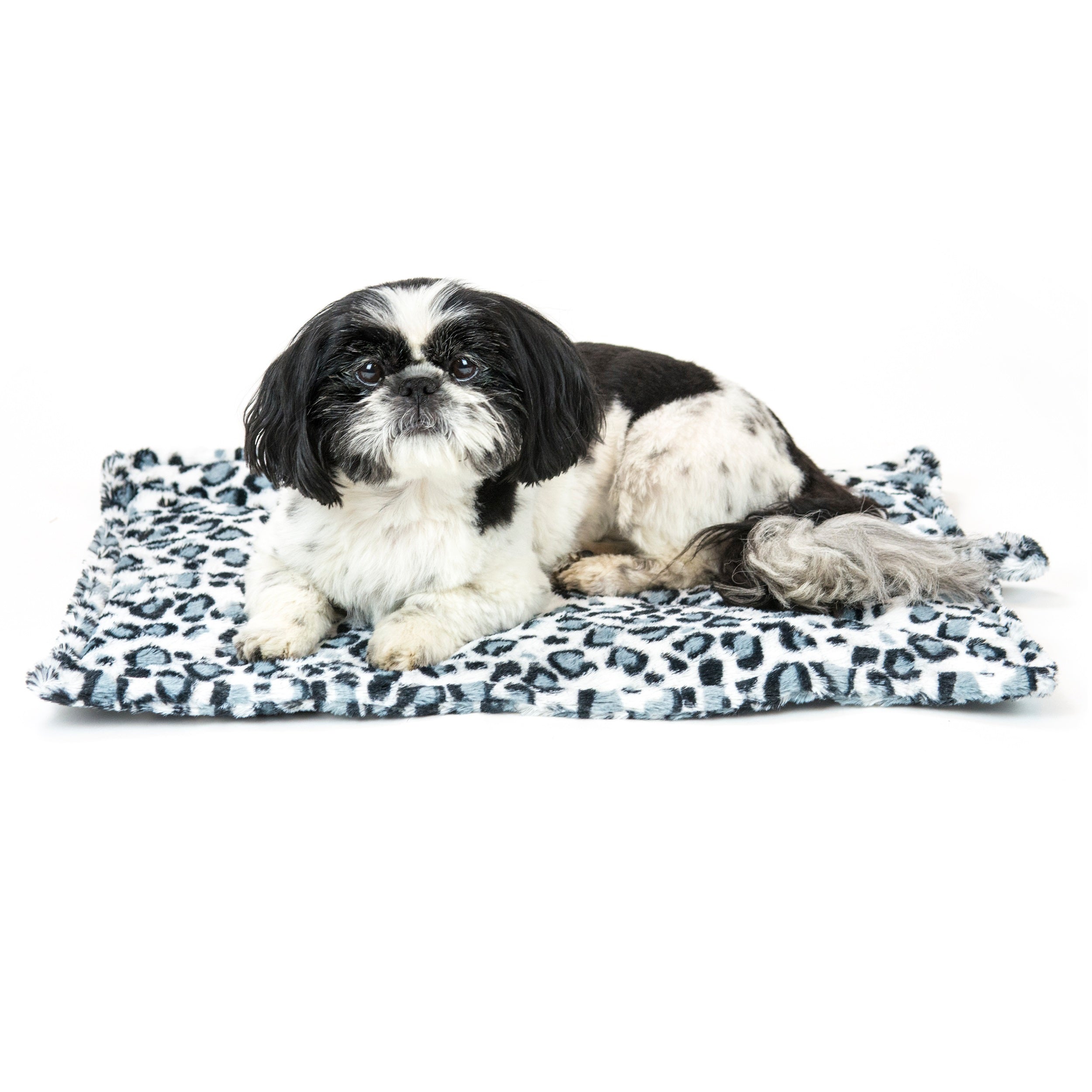 FurHaven | ThermaNAP Faux Fur Self-Warming Pet Bed Mat， Snow Leopard， Small