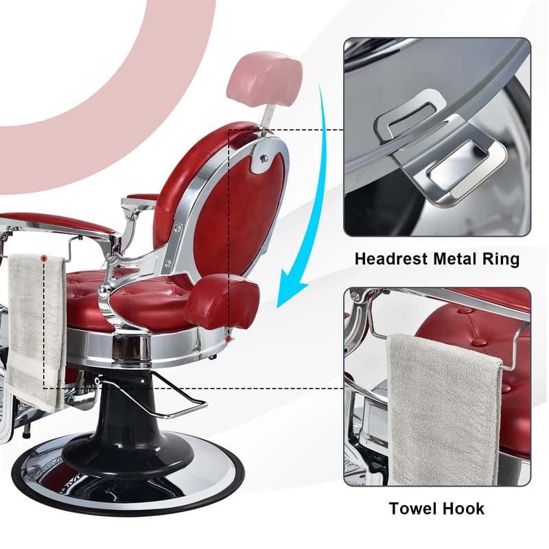 Vintage Barber Chair Height Adjustable Hairdressing Chair, 360° Swivel Reclining Makeup Hair Salon Chair for Hair Stylist