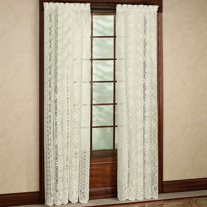 Sweet Home Lace Jacquard Window Curtain Single Panel Hopewell 58W x 84L White