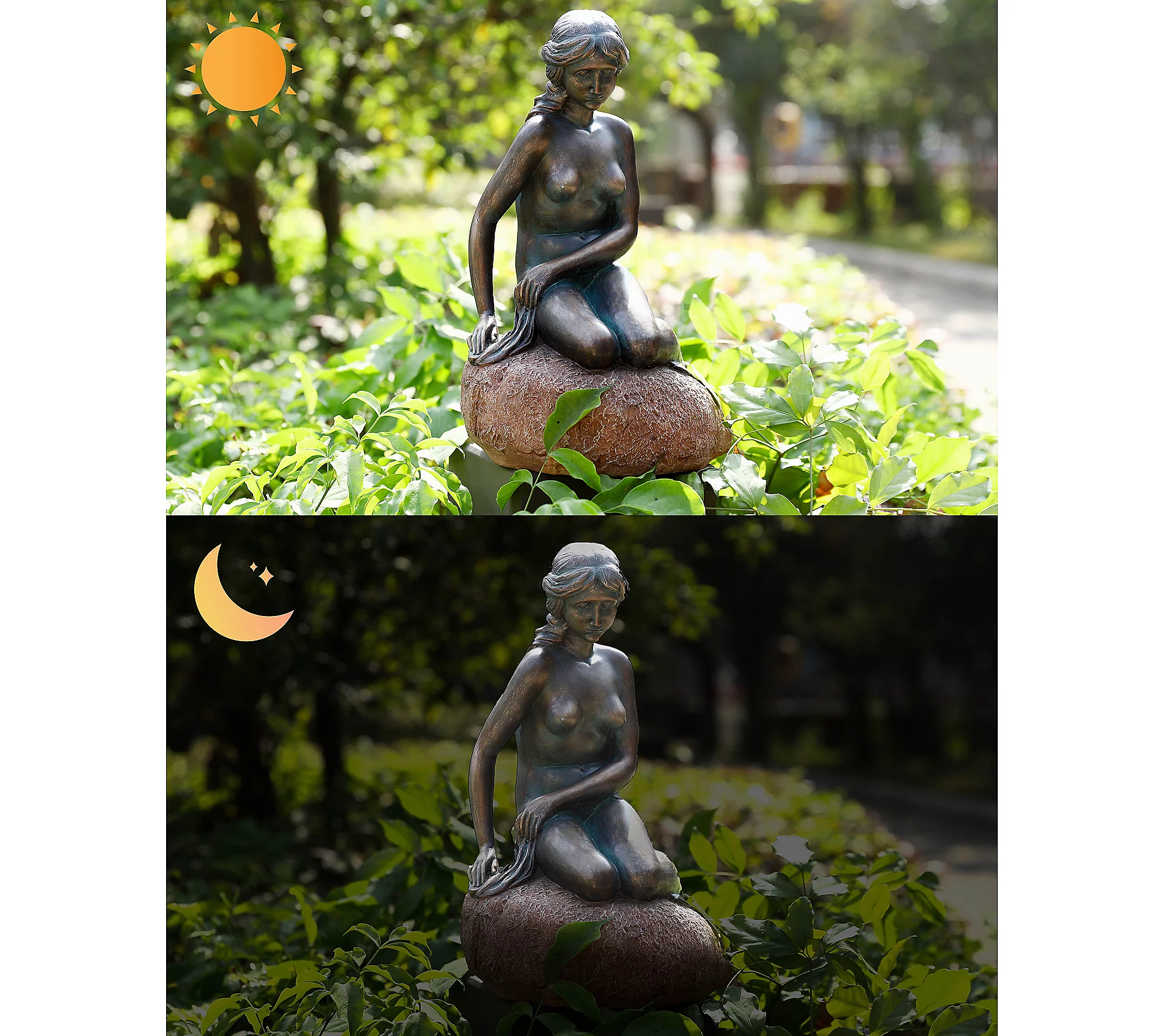 Techko Mermaid Statue with Solar Spotlight