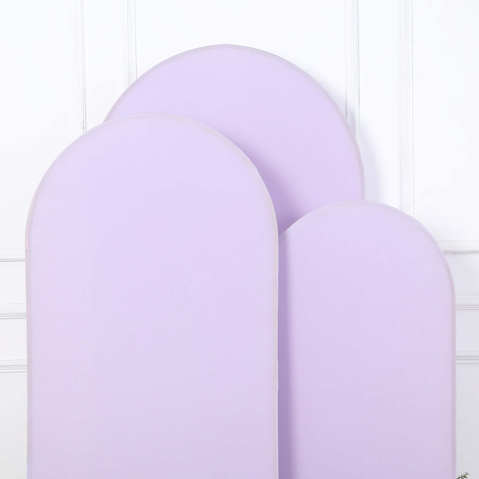 Set of 3 Matte Lavender Lilac Spandex Fitted Wedding Arch Covers For Round Top Chiara Backdrop Stands 5ft, 6ft, 7ft