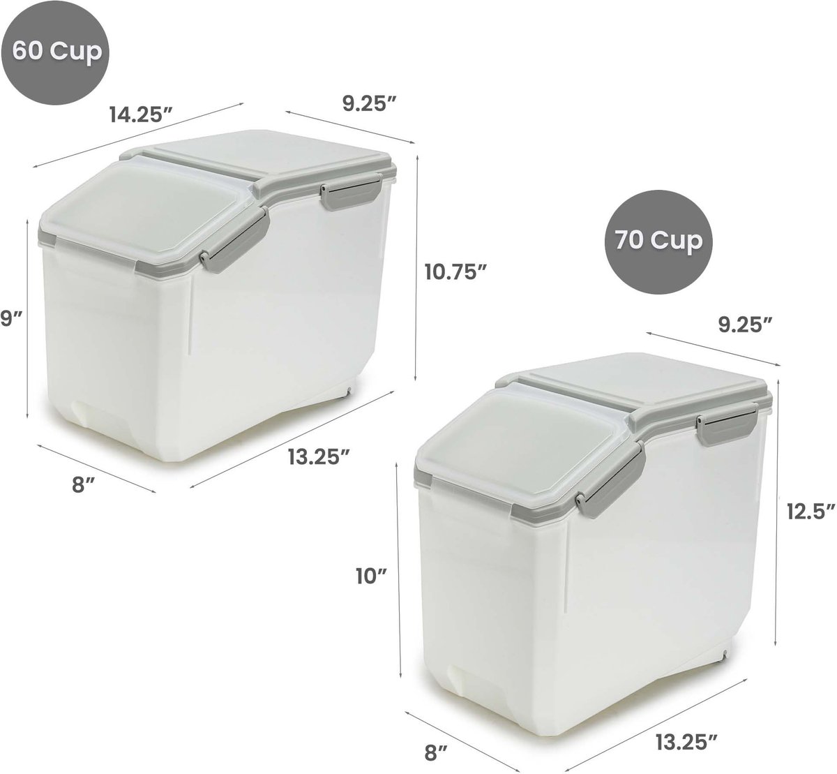 HANAMYA BPA Free Pet Food Storage Container and Measuring Cup， White and Grey