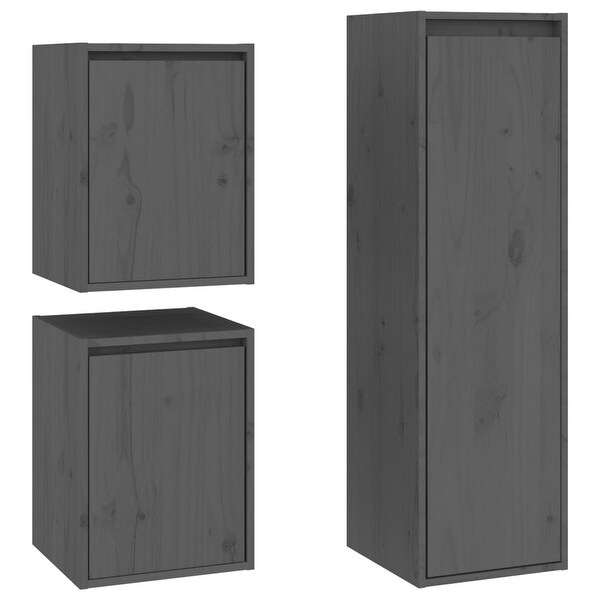 vidaXL TV Cabinets 3 pcs Gray Solid Wood Pine - 11.8