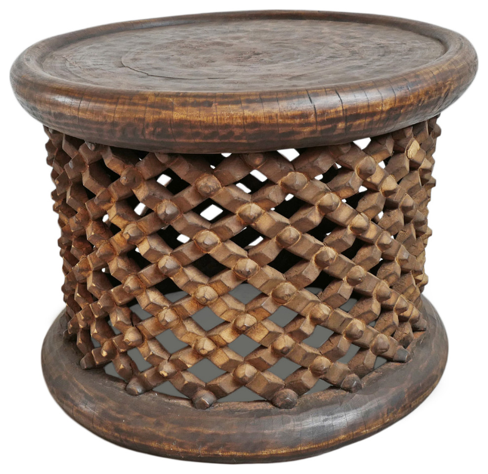 Consigned Vintage Bamileke Stool Table   Farmhouse   Accent And Garden Stools   by Design Mix Furniture  Houzz