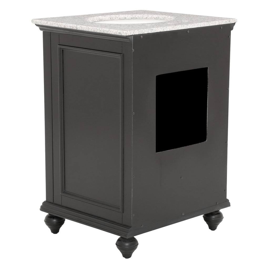 Home Decorators Collection Newport 25 in. W x 21-12 in. D Bath Vanity in Black with Granite Vanity Top in Gray 9085-VS25H-BK