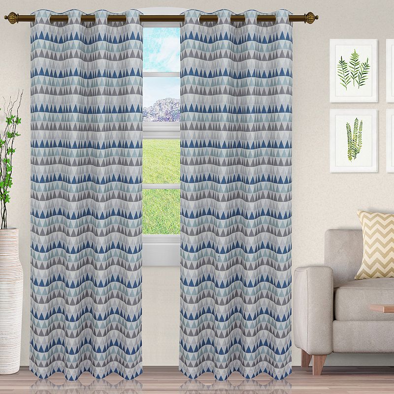 Superior Scalene Semi-Sheer Jacquard Grommet Set of 2 Window Curtain Panels